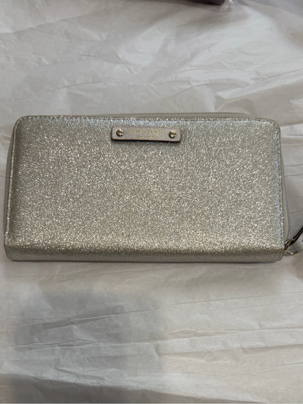 Kate Spade Glitter Zip-Around Wallet - Silver